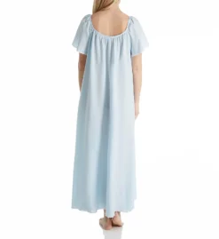 Amanda Rich Short Sleeve Long Gown With Eyelet Trim 145-80 -Freya Fashion Shop amanda rich amri01 145 80 bs