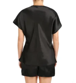 Amanda Rich Satin PJ Sleep Tee With Short Set 412PJ40 -Freya Fashion Shop amanda rich amri01 412pj40 bs