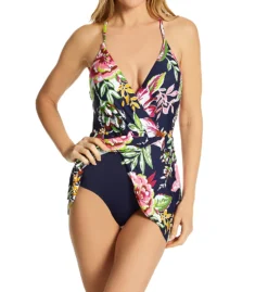 Anne Cole Tropical Bloom Surplice Maillot Swim Dress MD61061 -Freya Fashion Shop anne cole anne01 md61061 cs1