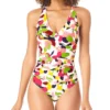 Anne Cole Camo Petal V-Neck Shirred One Piece Swimsuit MO09163