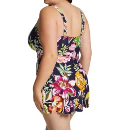 Anne Cole Plus Size Tropical Bloom Surplice Swim Dress PD61061 -Freya Fashion Shop anne cole anne01 pd61061 bs