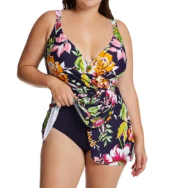 Anne Cole Plus Size Tropical Bloom Surplice Swim Dress PD61061 -Freya Fashion Shop anne cole anne01 pd61061 cs1