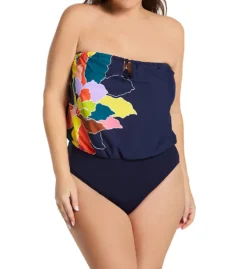 Anne Cole Plus Size Petal Party Strapless 1 Pc Swimsuit PO06150