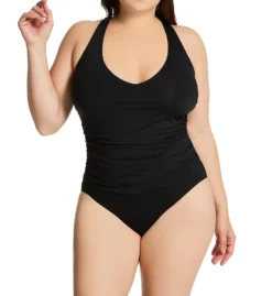 Anne Cole Plus Size Live In Color Shirred V-Neck Swimsuit PO09101