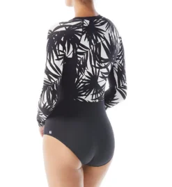 Beach House Seaside Palm Sculpt Long Sleeve One Piece Swimsuit H86980 -Freya Fashion Shop beach house beah01 h86980 bs