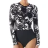 Beach House Seaside Palm Sculpt Long Sleeve One Piece Swimsuit H86980 -Freya Fashion Shop beach house beah01 h86980 gs