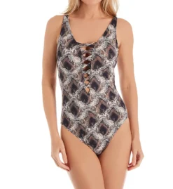 Bleu Rod Beattie Skin Games Lace Down One Piece Swimsuit 20221 -Freya Fashion Shop bleu rod beattie bleu01 20221 fs