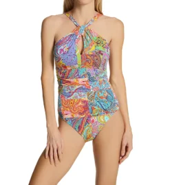 Bleu Rod Beattie Bohemian Paradise High Neck One Piece Swimsuit BP22787