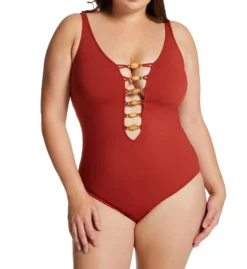 Bleu Rod Beattie Plus Size Paradise Found Lace One Piece Swimsuit F22226X