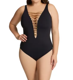Bleu Rod Beattie Plus Size Let's Get Knotty Lace One Piece Swimsuit N22232X