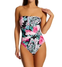 Carmen Marc Valvo Botancio Rosa Knot Bandeau One Piece Swimsuit C2H447