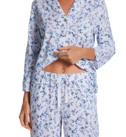Carole Hochman Blue Toile 3/4 Sleeve Notch Collar PJ Set CH92454 -Freya Fashion Shop carole hochman caho01 ch92454 cs2
