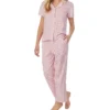 Carole Hochman 100% Cotton Short Sleeve Notch Collar Long PJ Set CH92552