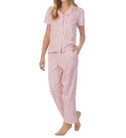 Carole Hochman 100% Cotton Short Sleeve Notch Collar Long PJ Set CH92552