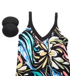 Coco Reef Retro Swirl V-Neck Bra Sized Tankini Swim Top U69382 -Freya Fashion Shop coco reef coco01 u69382 cs6