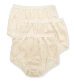 Cuddl Duds Lorraine Lace Trim Nylon Full Brief Panty - 3-Pack LR102P3 -Freya Fashion Shop cuddl duds cudd01 lr102p3 cs2