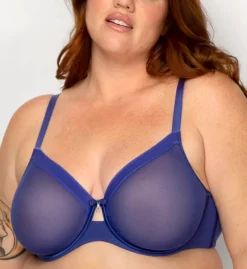 Curvy Couture Sheer Mesh Unlined Underwire Bra 1311