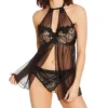 Dreamgirl Sheer Mesh And Lace High Neck Babydoll 11796 -Freya Fashion Shop dreamgirl dg001 11796 gs