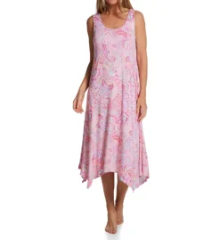 Ellen Tracy Pink Paisley Sleeveless Midi Gown With Soft Bra 8225585