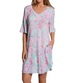 Ellen Tracy Mint Paisley Elbow Sleeve Tunic 8325585