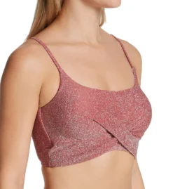 Everyday Sunday Peaceful Sunday Shiny Wrap Crop Bikini Swim Top 0107T