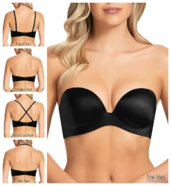Fine Lines Memory Low Cut Strapless 4 Way Convertible Bra MM017 -Freya Fashion Shop fine lines flin01 mm017 cs4