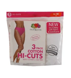 Fruit Of The Loom Cotton Hi-Cut Brief Panties - 3 Pack 3DHICWH -Freya Fashion Shop fruit of the loom fotl01 3dhicwh cs1