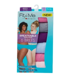 Fruit Of The Loom Fit For Me Cotton Mesh Brief Panties - 6 Pack 6DBCBRP -Freya Fashion Shop fruit of the loom fotl01 6dbcbrp cs1