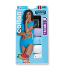 Fruit Of The Loom Cotton Brief Panty Assorted - 6 Pack 6DBRIA1 -Freya Fashion Shop fruit of the loom fotl01 6dbria1 cs1