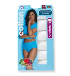 Fruit Of The Loom Cotton Brief Panty White - 6 Pack 6DBRIW1 -Freya Fashion Shop fruit of the loom fotl01 6dbriw1 cs1