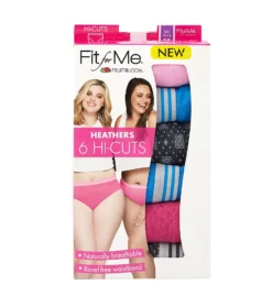 Fruit Of The Loom Fit For Me Plus Heather Hi-Cut Panties - 6 Pack 6DHCH1P -Freya Fashion Shop fruit of the loom fotl01 6dhch1p cs1