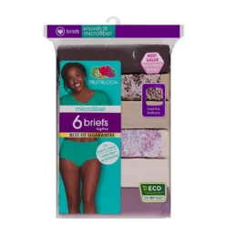 Fruit Of The Loom Microfiber Brief Panties - 6 Pack 6DMFBF1 -Freya Fashion Shop fruit of the loom fotl01 6dmfbf1 cs1