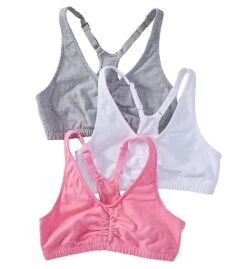 Fruit Of The Loom Shirred Front Racerback Sports Bra - 3 Pack 90011 -Freya Fashion Shop fruit of the loom fotl01 90011 cs1
