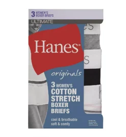 Hanes Cotton Blend Boxer Brief Panty - 3 Pack 45UOBB -Freya Fashion Shop hanes hane01 45uobb cs2