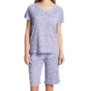 Karen Neuburger V-Neck Picot Edge Short Sleeve Bermuda PJ Set RLK0082 -Freya Fashion Shop karen neuburger kn001 rlk0082 gs