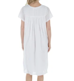 La Cera 100% Cotton Woven Cap Sleeve Embroidered Nightgown 1085G -Freya Fashion Shop la cera lace01 1085g bs