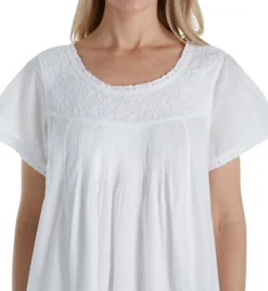 La Cera 100% Cotton Woven Cap Sleeve Embroidered Nightgown 1085G -Freya Fashion Shop la cera lace01 1085g cs1