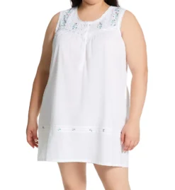 La Cera 100% Cotton Woven White Embroidered Short Gown 1163C -Freya Fashion Shop la cera lace01 1163c cs6
