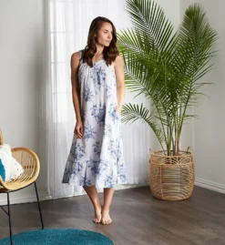 La Cera 100% Cotton Woven Sleeveless Floral Lace Yoke Gown 1211G -Freya Fashion Shop la cera lace01 1211g cs3