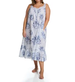 La Cera 100% Cotton Woven Sleeveless Floral Lace Yoke Gown 1211G -Freya Fashion Shop la cera lace01 1211g cs6