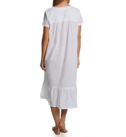 La Cera 100% Cotton Woven Short Sleeve Gown With Pockets 1282G -Freya Fashion Shop la cera lace01 1282g bs