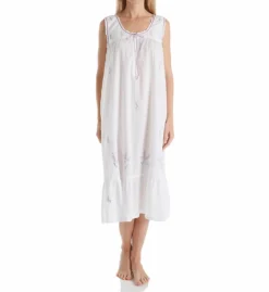 La Cera 100% Cotton Woven Sleeveless Nightgown 1283G -Freya Fashion Shop la cera lace01 1283g fs