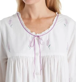 La Cera 100% Cotton Woven Embroidery Long Sleeve Gown 1283R -Freya Fashion Shop la cera lace01 1283r cs1