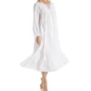La Cera 100% Cotton Woven Embroidery Long Sleeve Gown 1283R