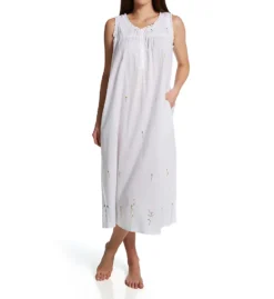 La Cera 100% Cotton Woven Sleeveless Long Nightgown 1286G -Freya Fashion Shop la cera lace01 1286g fs