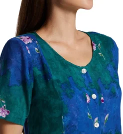 La Cera Button Front Rayon Long Lounge Dress 2708 -Freya Fashion Shop la cera lace01 2708 cs1