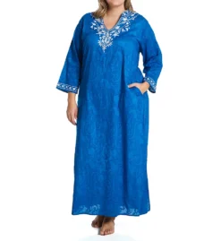 La Cera 100% Cotton Woven Embroidered Jacquard Caftan 3117 -Freya Fashion Shop la cera lace01 3117 cs6