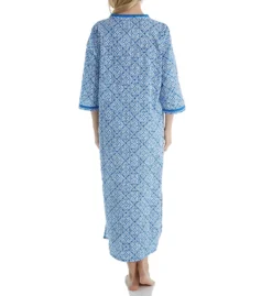 La Cera 100% Cotton Woven Tile Print Caftan 32681 -Freya Fashion Shop la cera lace01 32681 bs