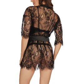 LoveMoi Nathalie Kimono Robe With Satin Belt LOV1300 -Freya Fashion Shop lovemoi lmoi01 lov1300 bs