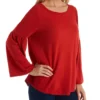Michael Stars Supima Cotton Slub Misty Boatneck Peasant Top 8561